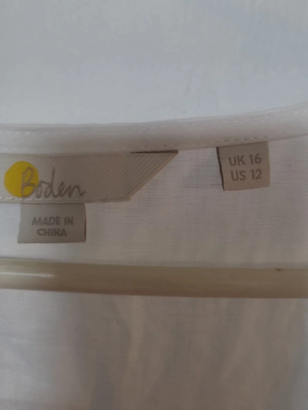 Boden Linen White Puff Sleeve Button-Front Blouse 12 LARGE